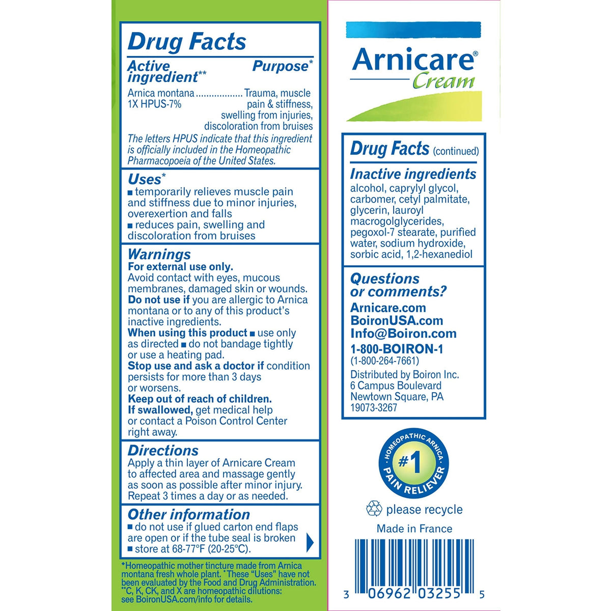 Boiron Arnicare Cream 1.33 oz (Pack of 4) BoironBuy Supplements Australia