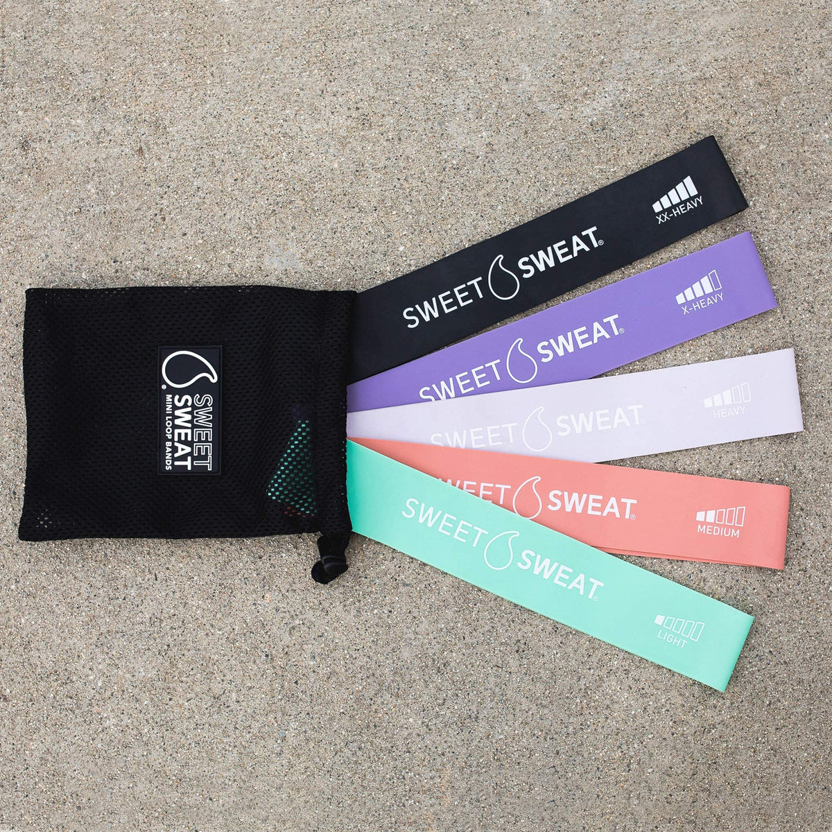 Sweet Sweat Mini Loop Resistance Bands - Set of 5 | Exercise Hip Booty Bands for Squats, Lunges, Physical Therapy, Yoga, Pilates, Rehab & Home or Gym Workouts Sports Research buy supplements Au