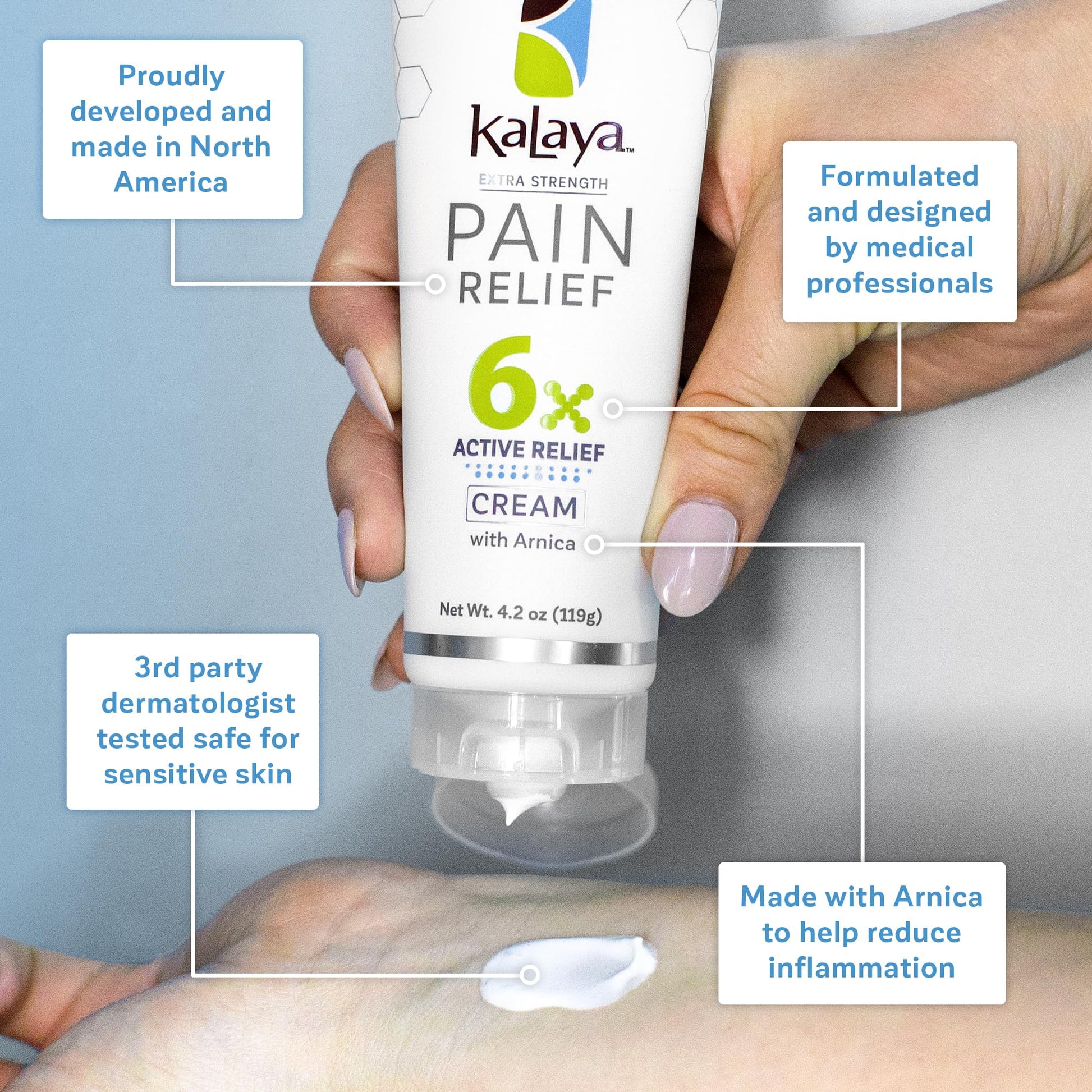 Kalaya 6X Pain Relief Arnica Cream with Massager and 6X Extra Strength Pain Relief Cream Kalaya NaturalsBuy Supplements Australia