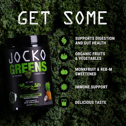 Jocko Fuel Greens Powder Bundle - Greens & Superfood Powder for Healthy Green Juice - Keto Friendly with Spirulina, Chlorella, Digestive Enzymes, & Probiotics - 60 Servings