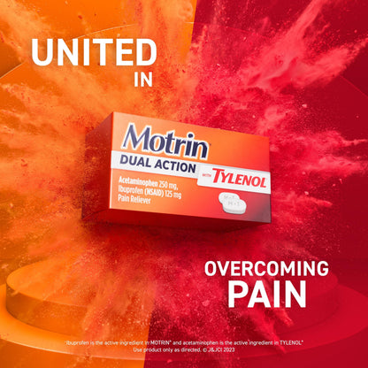 Motrin Dual Action with Tylenol, Ibuprofen & Acetaminophen Fast-Acting, Long Lasting Pain Reliever for Minor Aches & Pains, Ibuprofen (NSAID) 125 mg & Acetaminophen 250 mg, 120 ct Motrin buy supplements Au