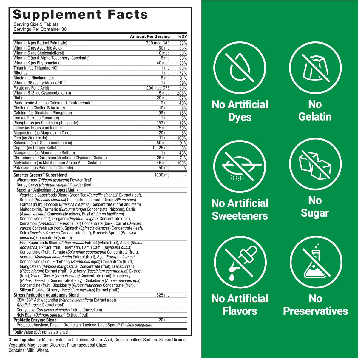 FORCE FACTOR Smarter Greens Tablets, Greens Supplement with 25+ Superfoods and Antioxidants to Improve Digestion, Reduce Stress, Strengthen Immunity, and Support Metabolism, 90 Tablets Force FactorBuy Supplements Australia