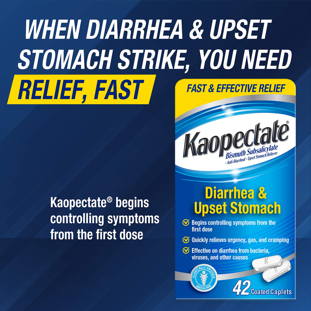 Kaopectate Multi-Symptom Anti-Diarrheal & Upset Stomach Reliever, 42 Caplets, Anti Diarrhea Caplets Kaopectate buy supplements Au