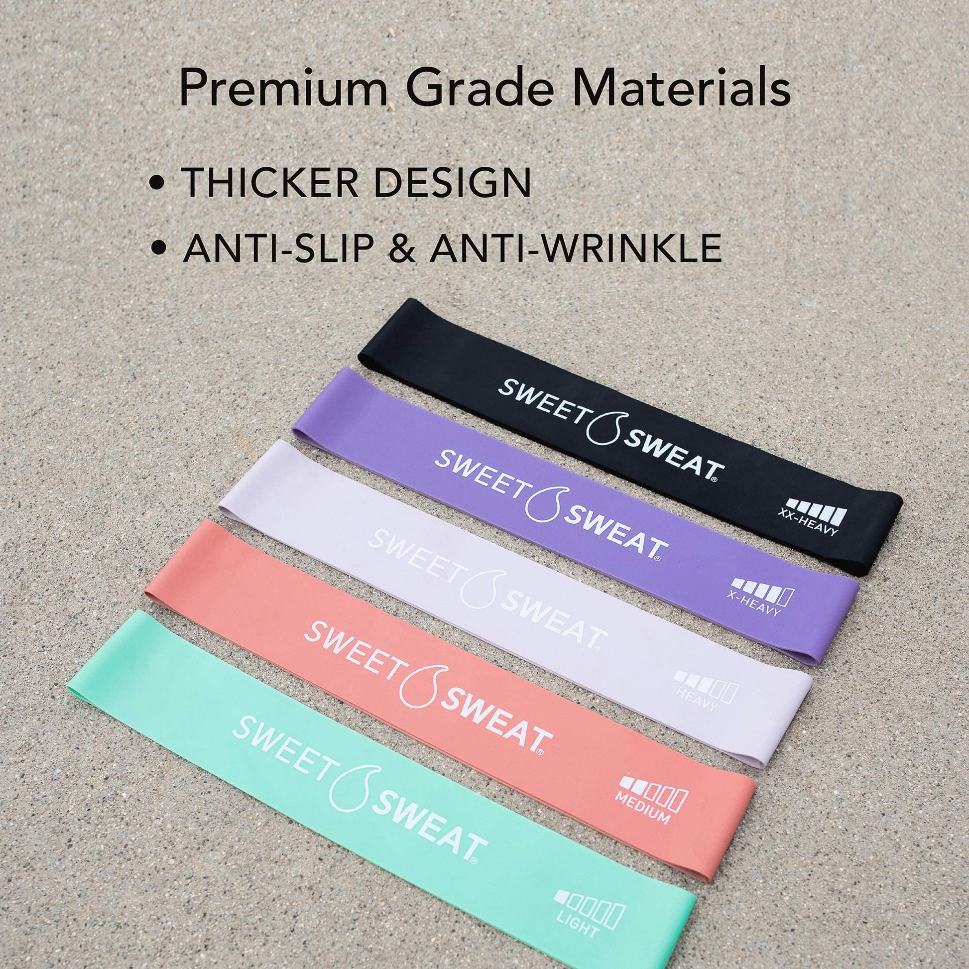 Sweet Sweat Mini Loop Resistance Bands - Set of 5 | Exercise Hip Booty Bands for Squats, Lunges, Physical Therapy, Yoga, Pilates, Rehab & Home or Gym Workouts Sports Research buy supplements Au