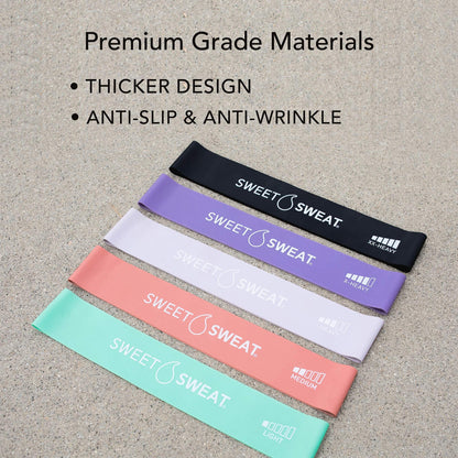 Sweet Sweat Mini Loop Resistance Bands - Set of 5 | Exercise Hip Booty Bands for Squats, Lunges, Physical Therapy, Yoga, Pilates, Rehab & Home or Gym Workouts Sports Research buy supplements Au