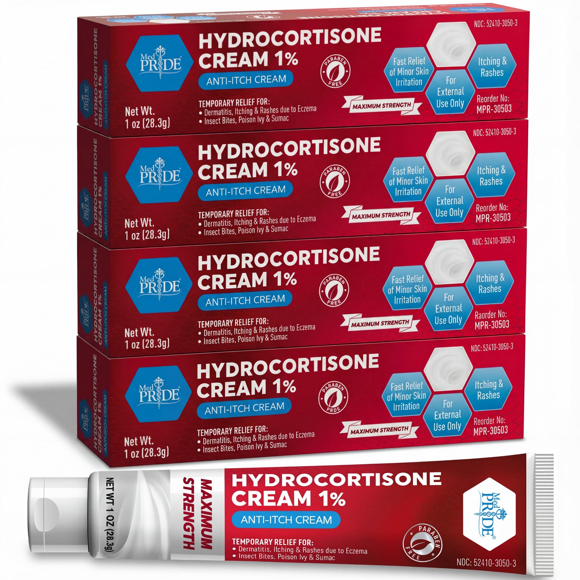 MED Pride Hydro Cortisone (Hydrocortisone) Cream 1% OTC Bulk Pack of 4 X 1 Oz Anti-Itch Ointment for Rash, Eczema, Bug Bites MED PRIDE buy supplements Au