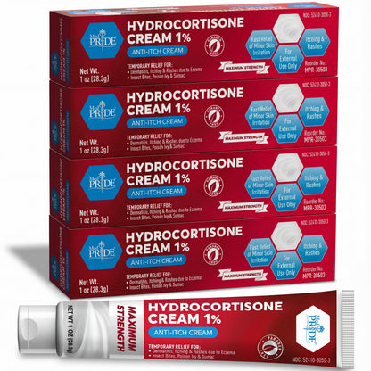 MED Pride Hydro Cortisone (Hydrocortisone) Cream 1% OTC Bulk Pack of 4 X 1 Oz Anti-Itch Ointment for Rash, Eczema, Bug Bites MED PRIDE buy supplements Au