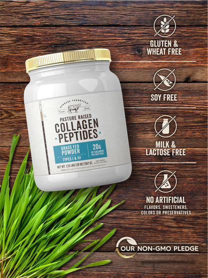 Carlyle Grass Fed Collagen Peptides Powder 20oz | Unflavored | Pasture Raised | Types I & III | 20g of Collagen Per Daily Dose | Non-GMO, Gluten Free | by Herbage Farmstead Carlyle buy supplements Au