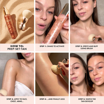 ICONIC LONDON Prep-Set-Tan Glow | Shimmering Self Tanning Facial Mist with Hyaluronic Acid, Cruelty-Free, Vegan Makeup, 2.53 Fl oz ICONIC LONDON buy supplements Au