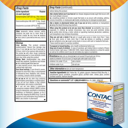 Contac Cold & Flu Medicine, Powerful, Multi-Symptom Relief for Pain, Fever, Sore Throat, Body Aches, Sneezing, Runny Nose & Cough, 24 Count Liquid Gels Contac buy supplements Au