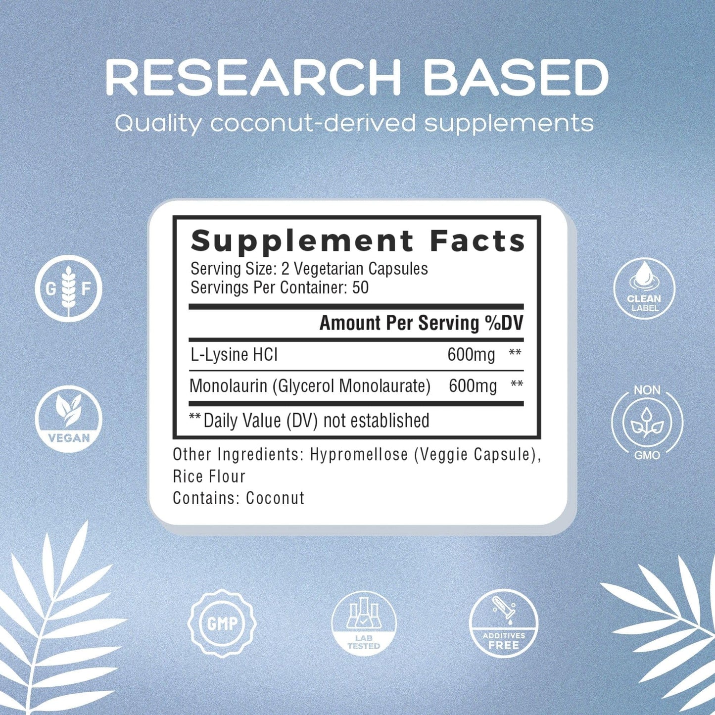 Natural Cure Labs L-Lysine with Monolaurin 600mg 1:1 Ratio, 2 Pack, 200 Capsules Natural Cure Labs buy supplements Au