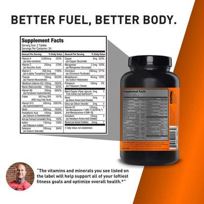 JYM Supplement Science Vita JYM Sports Multivitamin & Mineral Support, Vitamin A, C, B6, B12, E, K, Boron, Biotin, Potassium 60 Tablets JYM Supplement ScienceBuy Supplements Australia