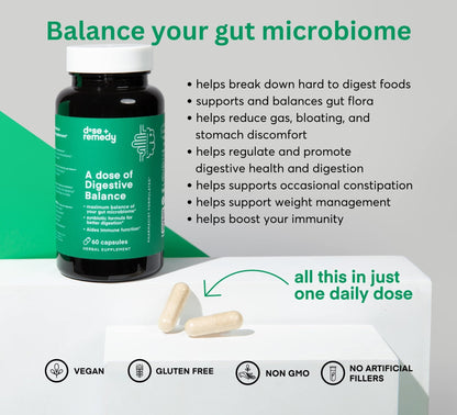 A dose of Digestive Balance-Gut Health Supplement-USDA-Kombucha, 7 Probiotic Strains and Prebiotics for Microbiome-Digestive Enzymes for Digestion - PrimeBioHealth - canada supplements