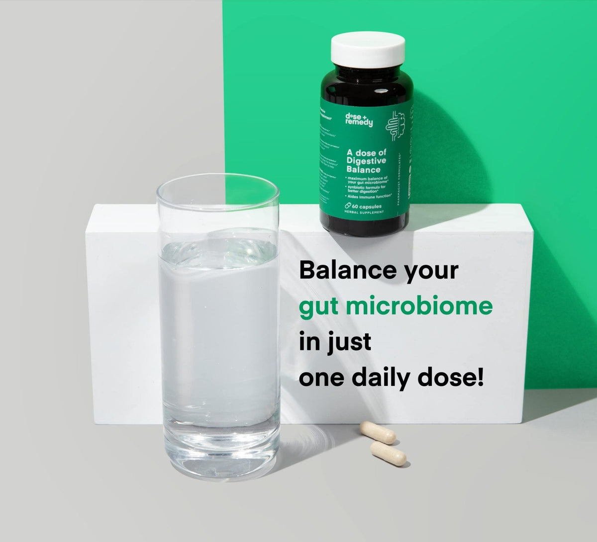A dose of Digestive Balance-Gut Health Supplement-USDA-Kombucha, 7 Probiotic Strains and Prebiotics for Microbiome-Digestive Enzymes for Digestion - PrimeBioHealth - canada supplements