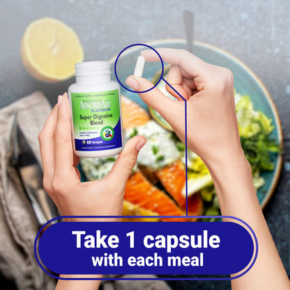 AbsorbAid Platinum Digestive Enzyme Support 60 vCaps, 12 Digestive Enzymes Plus 2 Probiotics for Maximum Relief - PrimeBioHealth - canada supplements