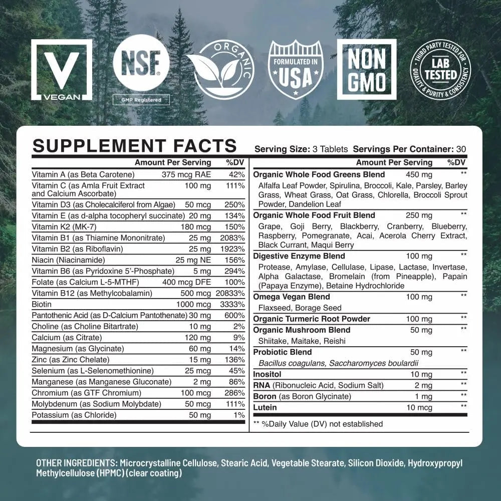 Abundant Earth Whole Food Multivitamin for Women, Daily Multi Vitamins Supplements for Men/Mens Multivitamins + B Complex, Probiotic Multi Enzyme - PrimeBioHealth - canada supplements