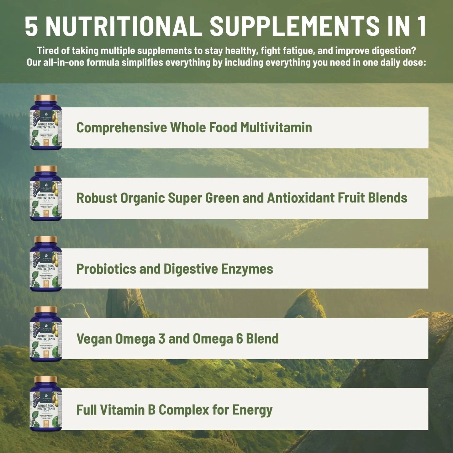 Abundant Earth Whole Food Multivitamin for Women, Daily Multi Vitamins Supplements for Men/Mens Multivitamins + B Complex, Probiotic Multi Enzyme - PrimeBioHealth - canada supplements