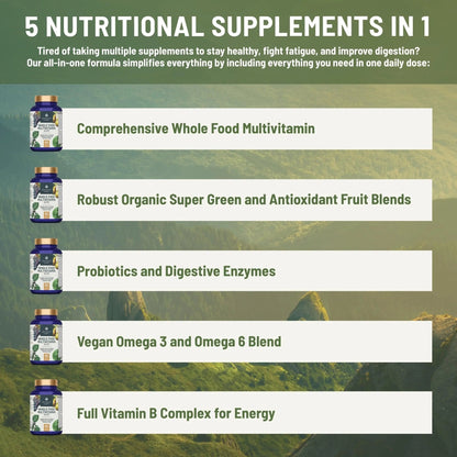 Abundant Earth Whole Food Multivitamin for Women, Daily Multi Vitamins Supplements for Men/Mens Multivitamins + B Complex, Probiotic Multi Enzyme - PrimeBioHealth - canada supplements