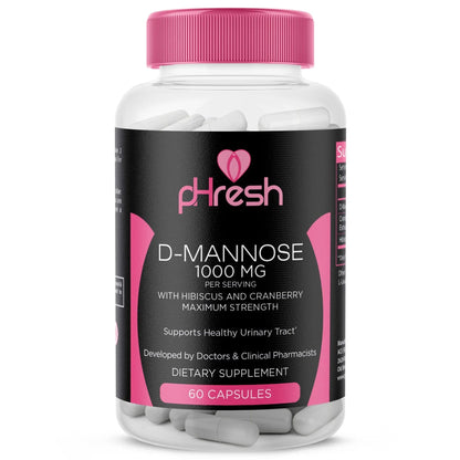 ACE NUTRITION pHresh D-Mannose with Cranberry Capsules for Women and Men, Maximum Strength 1000 mg Per Serving - Supports: Urinary Tract Health - Made in The USA - PrimeBioHealth - canada supplements