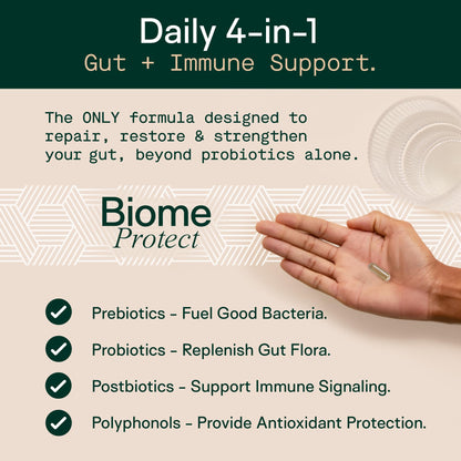Adapt Naturals 4-in-1 Biome Protect Prebiotics, Probiotics Supplement Postbiotics & Polyphenols for Microbiome, Gut Health & Defense for Women & Men, 30 Day Supply - PrimeBioHealth - canada supplements
