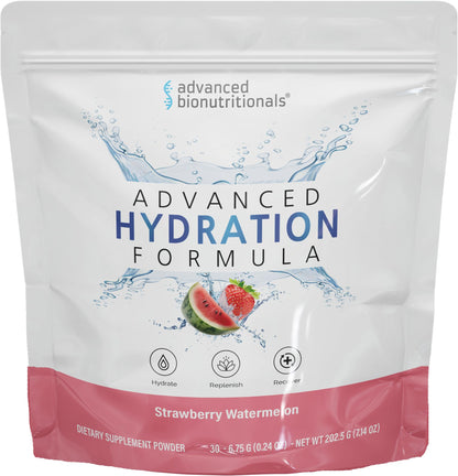 Advanced Bionutritionals Advanced Hydration Formula Electrolyte Drink Mix Powder with ElectroPrime®, L-Taurine, TyroPure™, B-Vitamins, Vitamin C – Strawberry Watermelon – 30 Stick Packs - PrimeBioHealth - canada supplements