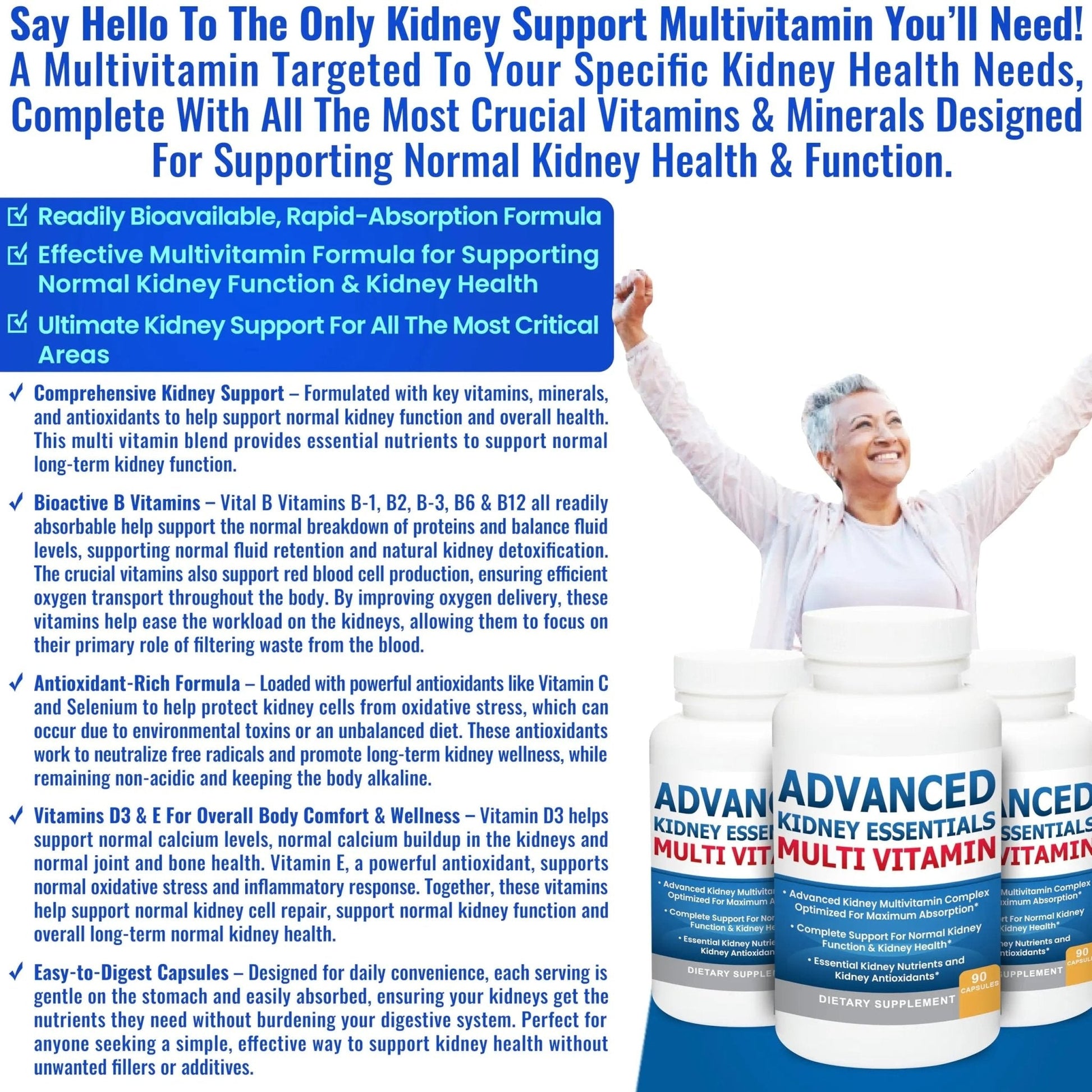 Advanced Kidney Essentials Multivitamin. Kidney Support Supplement for Complete Kidney Health. Kidney Health Supplement - PrimeBioHealth - canada supplements
