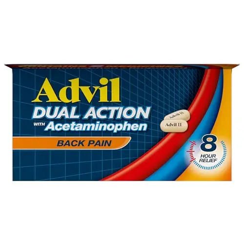 Advil Dual Action Back Pain Caplets Delivers 125mg Ibuprofen and 250mg Acetaminophen Per Dose for 8 Hours of Back Pain Relief - 144 Count - PrimeBioHealth - canada supplements