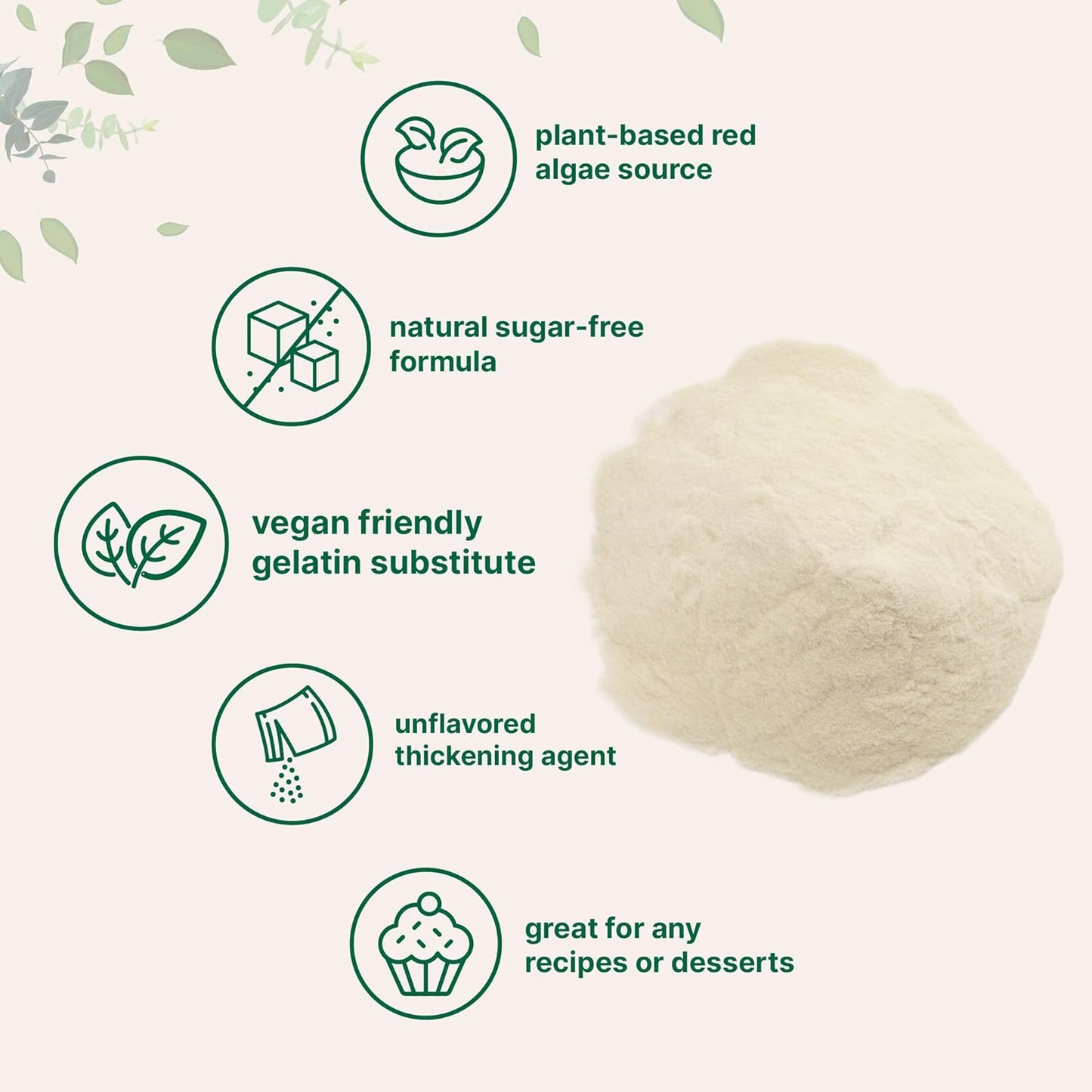 Agar Agar Powder, 1lb (16oz) | Planted-Based Source from Red Algae | Unflavored Thickening Agent for Cooking & Baking | Vegan Substitute for Beef Gelatin | Non-GMO, Vegan Friendly - PrimeBioHealth - canada supplements
