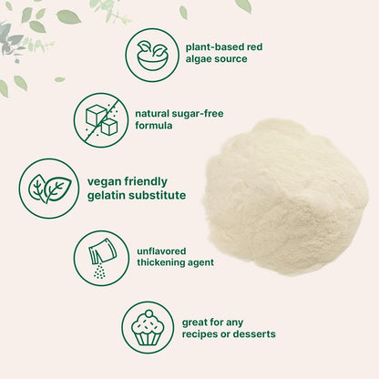 Agar Agar Powder, 1lb (16oz) | Planted-Based Source from Red Algae | Unflavored Thickening Agent for Cooking & Baking | Vegan Substitute for Beef Gelatin | Non-GMO, Vegan Friendly - PrimeBioHealth - canada supplements