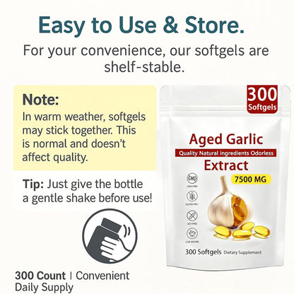 Aged Garlic Extract – 300 Count Odorless Garlic Supplement for Heart & Immune Support – Non-GMO, All-Natural Softgels, 2-Year Matured for Antioxidant Wellness (1) - PrimeBioHealth - canada supplements