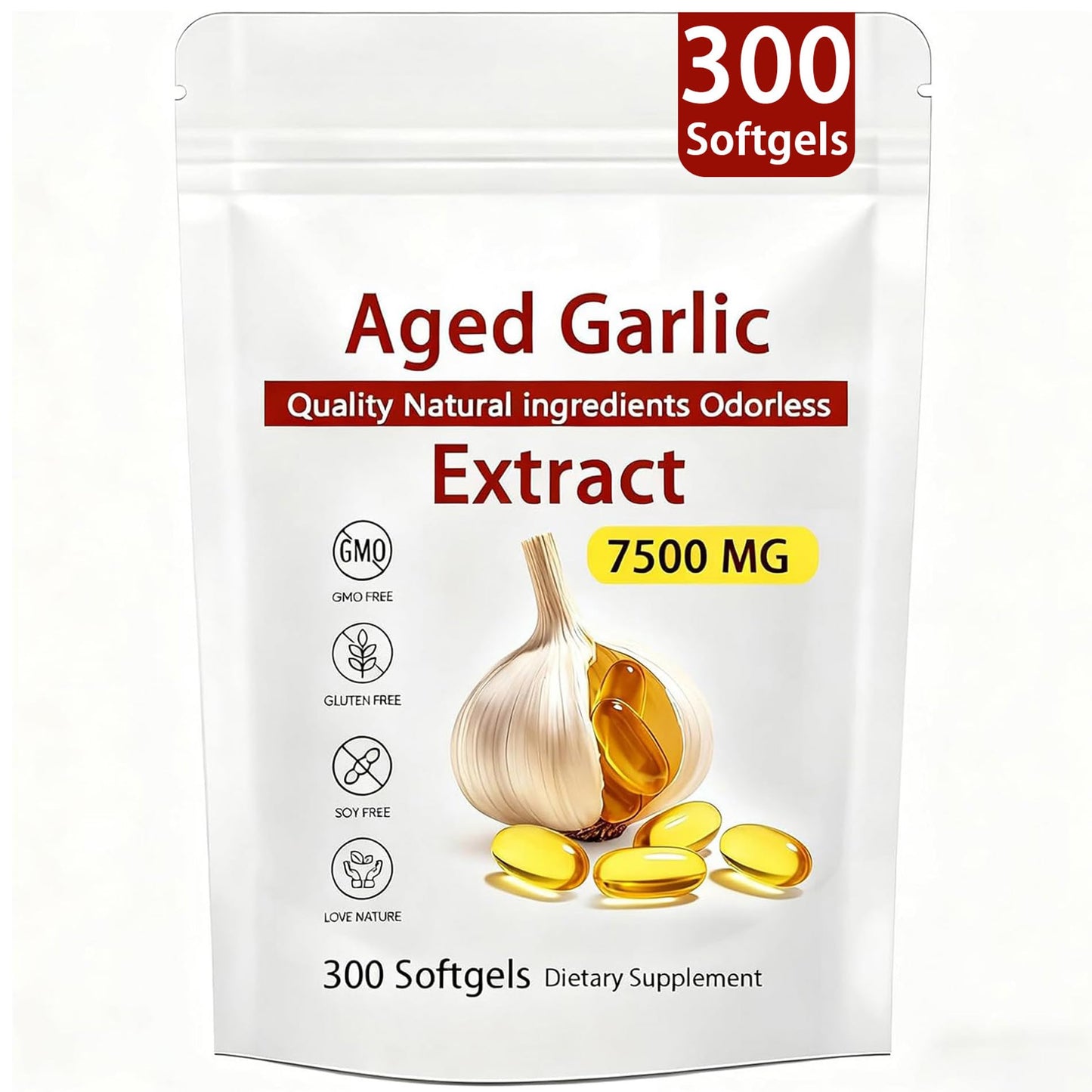 Aged Garlic Extract – 300 Count Odorless Garlic Supplement for Heart & Immune Support – Non-GMO, All-Natural Softgels, 2-Year Matured for Antioxidant Wellness (1) - PrimeBioHealth - canada supplements