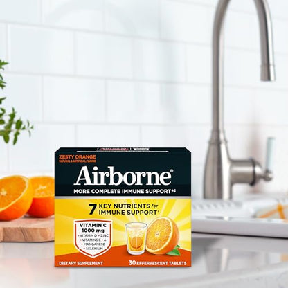 Airborne 1000mg Vitamin C with Vitamin D & Zinc, Sugar Free Multivitamin Immune Support Supplement, Antioxidants Vitamins A C & Vitamin E - PrimeBioHealth - canada supplements