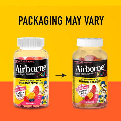 Airborne 500mg Vitamin C + Zinc Immune Support Supplement Gummies for Kids, Assorted Fruit Flavor, Gluten Free Crafted Blend - PrimeBioHealth - canada supplements