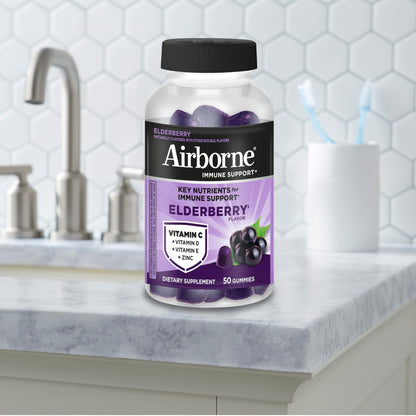 Airborne Elderberry + Zinc & Vitamin C Gummies For Adults, Immune Support Vitamin D & Zinc Gummies With Powerful Antioxidant Vitamins C D & E - PrimeBioHealth - canada supplements