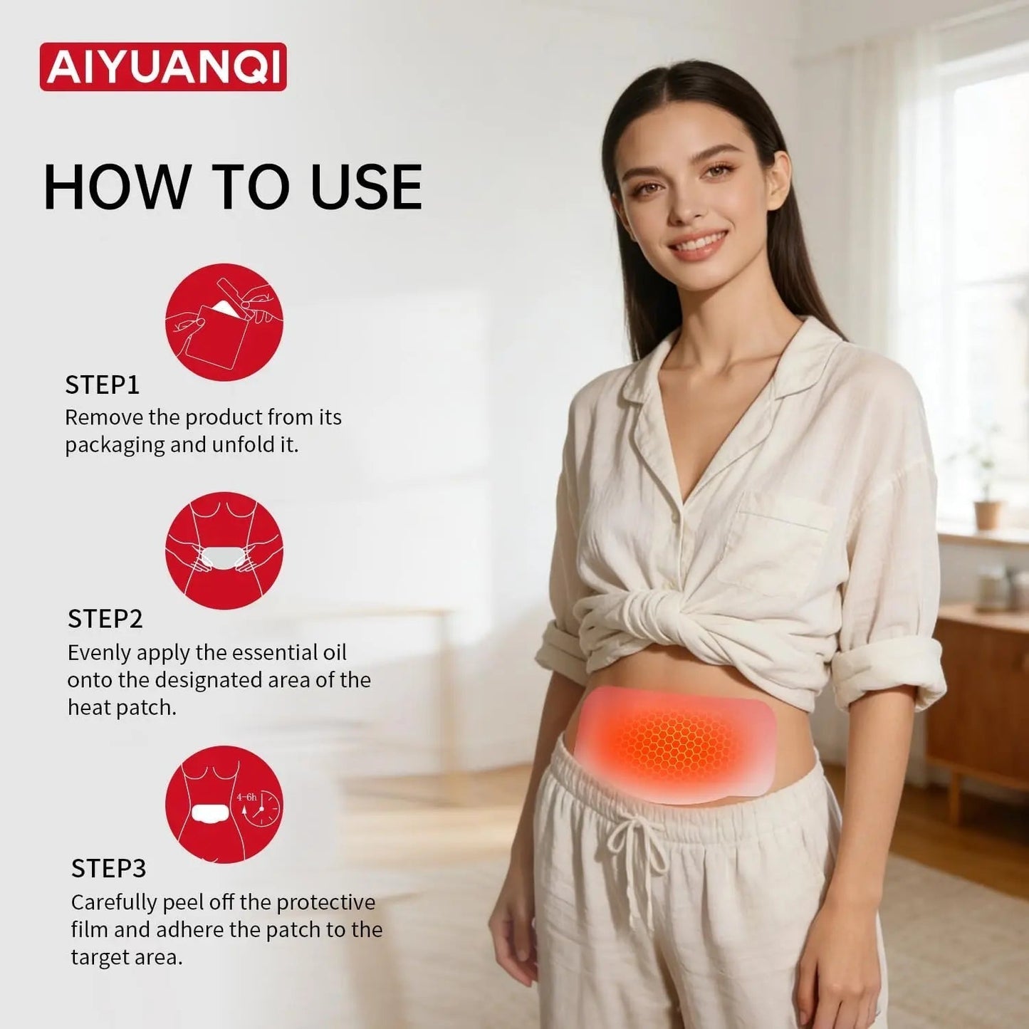 AIYUANQI 3PCS Menstrual Cramps Herbal Heating Patches for Pain Relief, Self-Heating Mugwort Patches, Full Abdomen Cover and Skin-friendly Comfortable, Rapid Heating and Keep Warm, Ideal Gift for Women - PrimeBioHealth - canada supplements