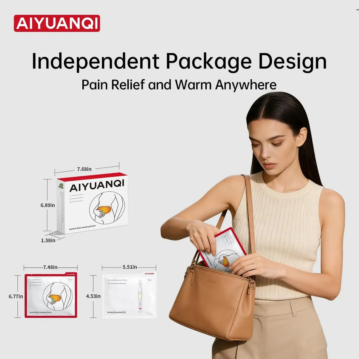 AIYUANQI 3PCS Menstrual Cramps Herbal Heating Patches for Pain Relief, Self-Heating Mugwort Patches, Full Abdomen Cover and Skin-friendly Comfortable, Rapid Heating and Keep Warm, Ideal Gift for Women - PrimeBioHealth - canada supplements