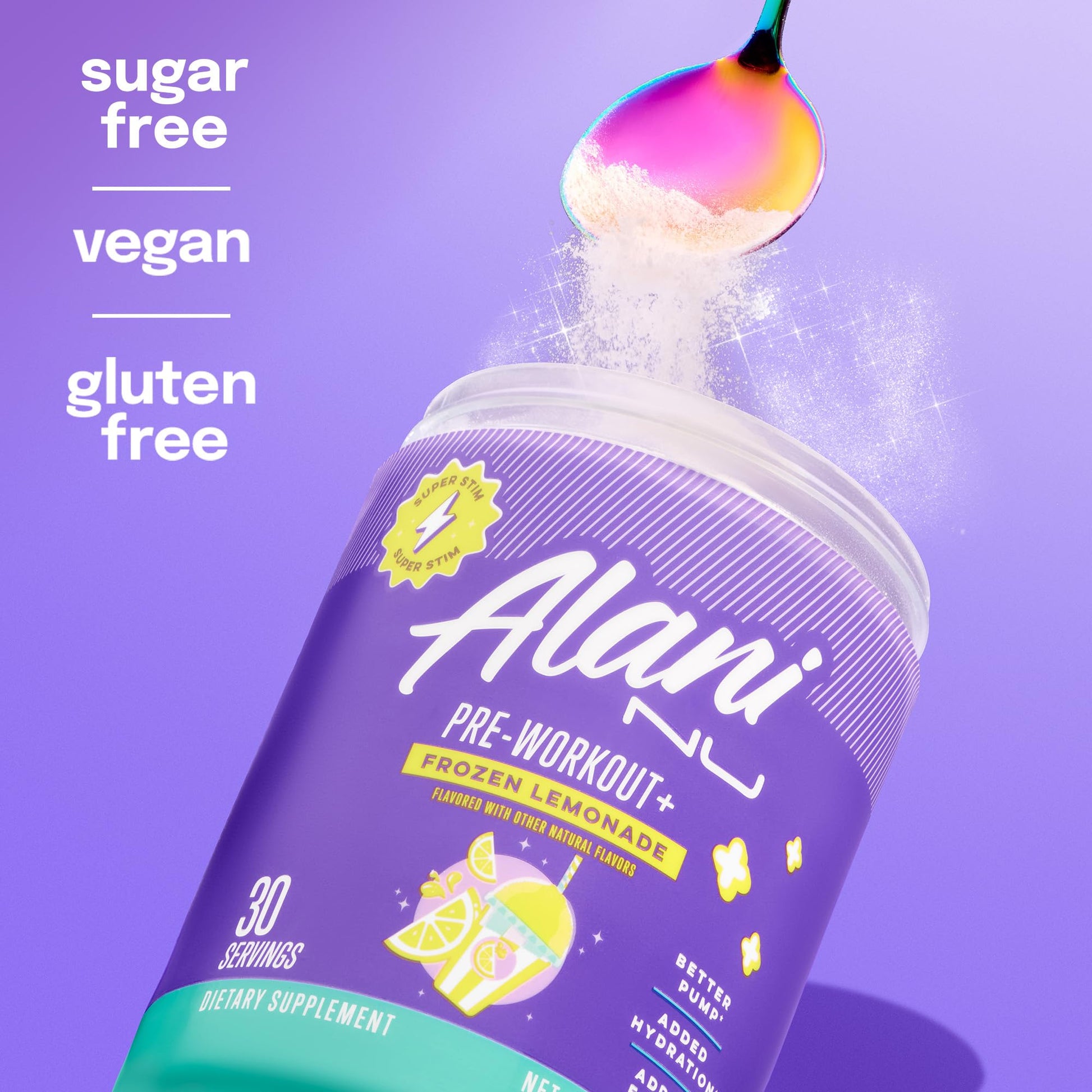 Alani Nu Pre Workout+ Powder Frozen Lemonade, Extra Boost, Sugar Free, 300mg Caffeine, L-Theanine, Beta-Alanine, Citrulline, 30 Servings - PrimeBioHealth - canada supplements