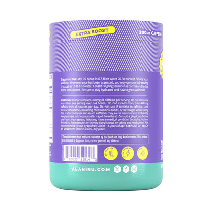 Alani Nu Pre Workout+ Powder Frozen Lemonade, Extra Boost, Sugar Free, 300mg Caffeine, L-Theanine, Beta-Alanine, Citrulline, 30 Servings - PrimeBioHealth - canada supplements