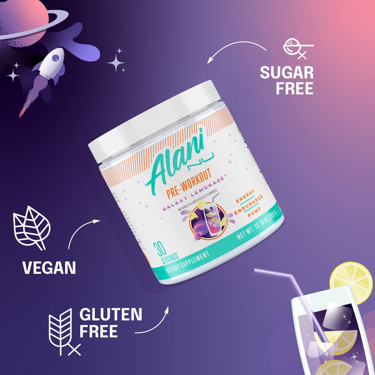 Alani Nu Pre Workout Powder GLAXAY Lemonade, Amino Energy Boost, Endurance Supplement, Sugar Free, 200mg Caffeine, L-Theanine, Beta-Alanine, L-Citrulline, 30 Servings - PrimeBioHealth - canada supplements
