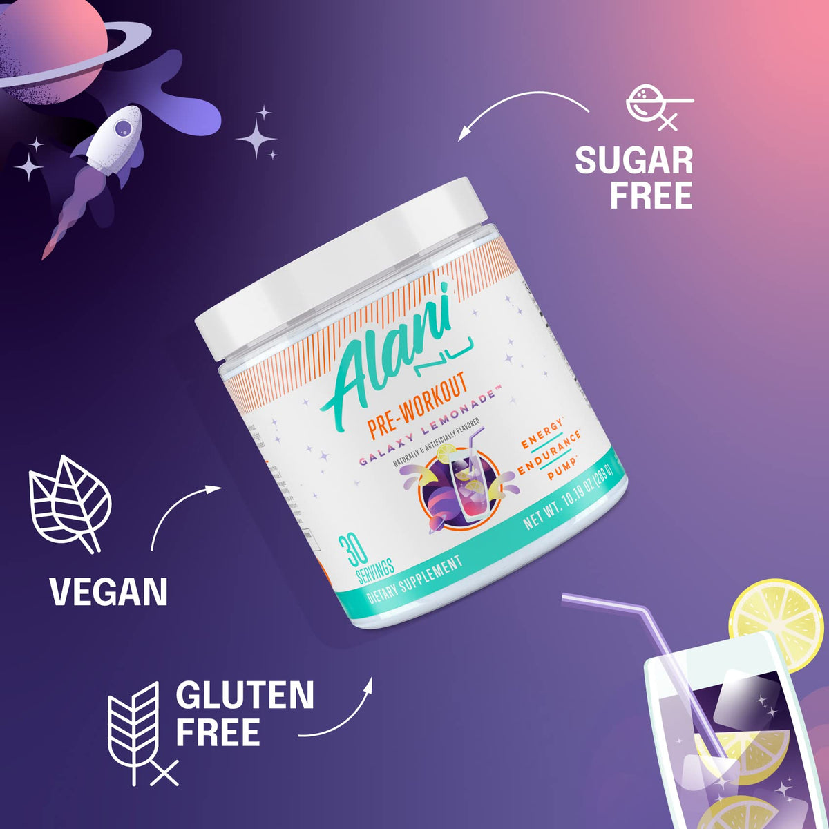 Alani Nu Pre Workout Powder GLAXAY Lemonade, Amino Energy Boost, Endurance Supplement, Sugar Free, 200mg Caffeine, L-Theanine, Beta-Alanine, L-Citrulline, 30 Servings - PrimeBioHealth - canada supplements