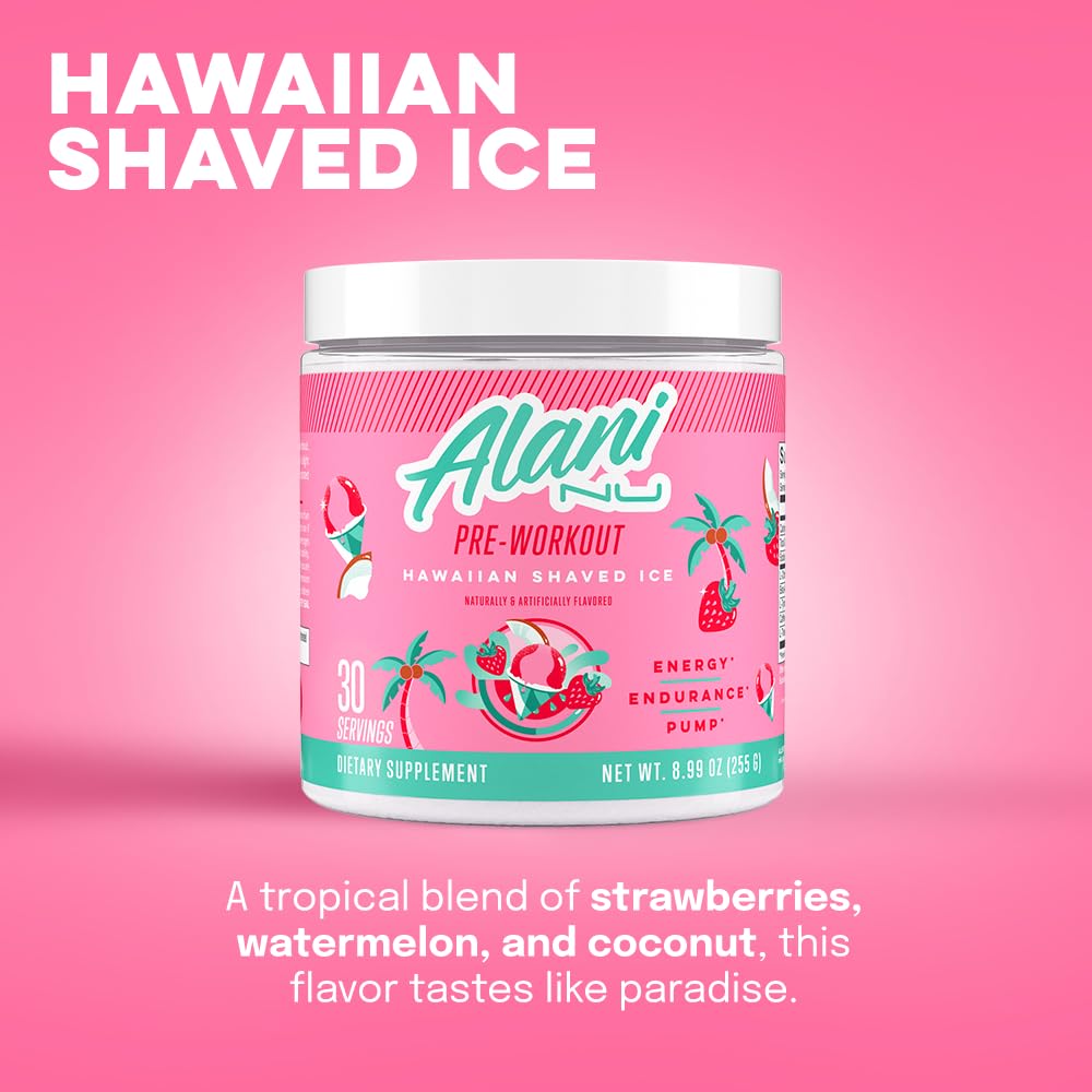 Alani Nu Pre Workout Powder Hawaiian Shaved ICE, Amino Energy Boost, Endurance Supplement, Sugar Free, 200mg Caffeine - PrimeBioHealth - canada supplements