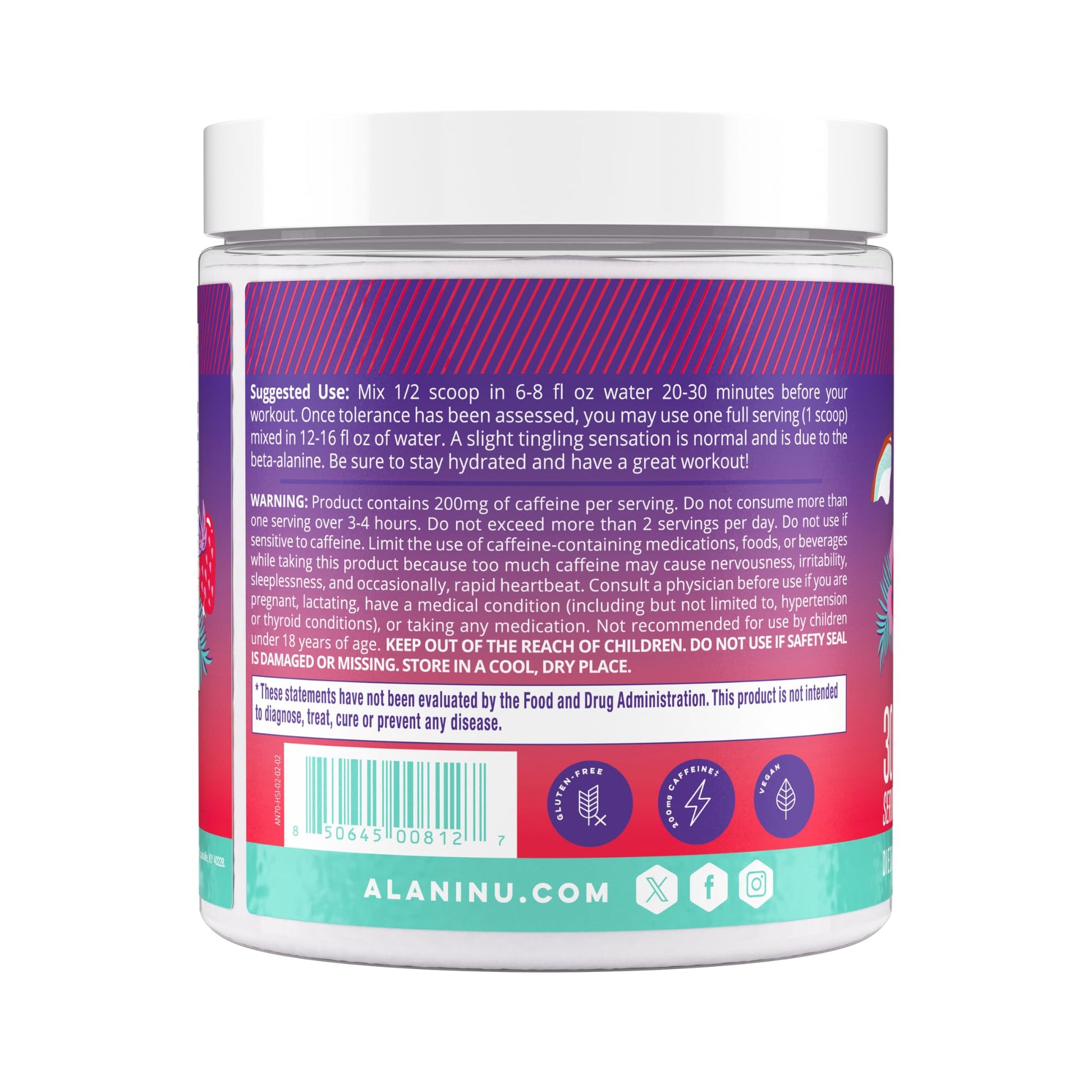 Alani Nu Pre Workout Powder Hawaiian Shaved ICE, Amino Energy Boost, Endurance Supplement, Sugar Free, 200mg Caffeine - PrimeBioHealth - canada supplements