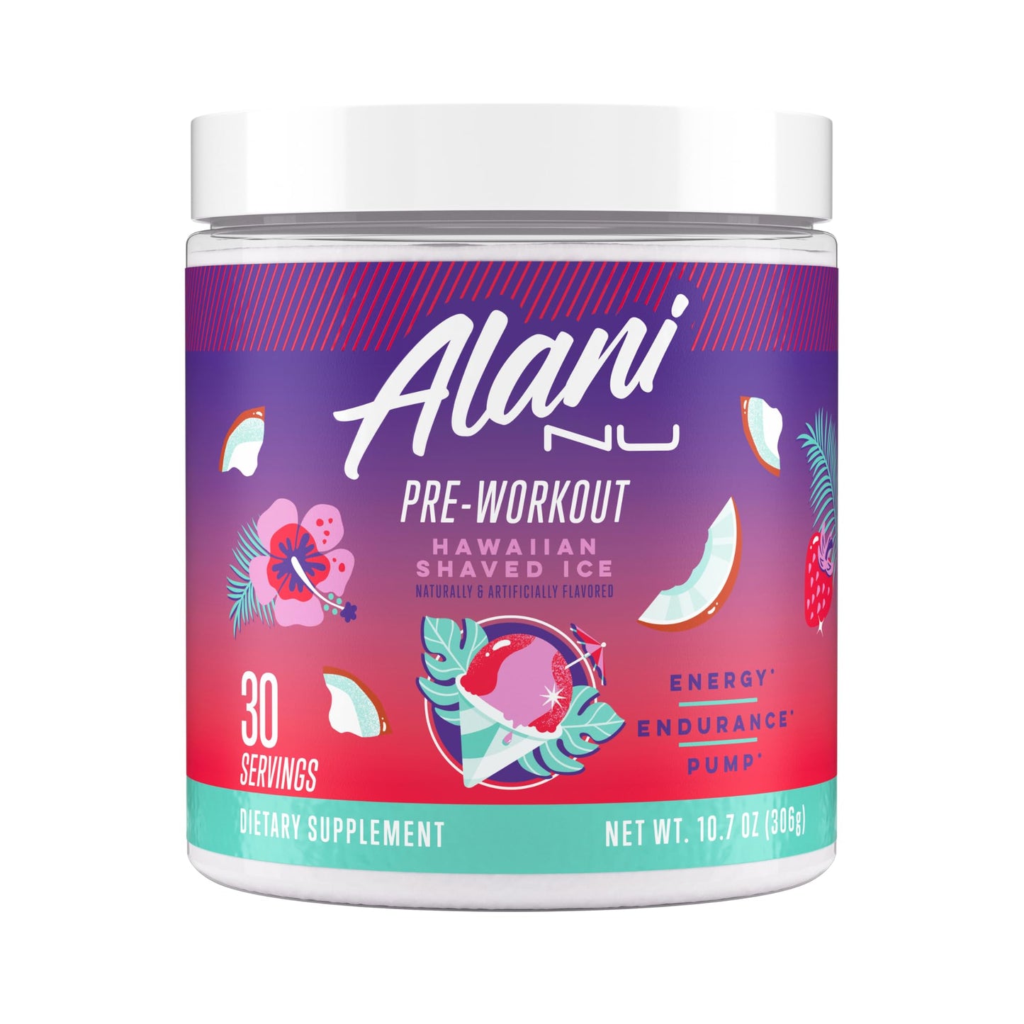 Alani Nu Pre Workout Powder Hawaiian Shaved ICE, Amino Energy Boost, Endurance Supplement, Sugar Free, 200mg Caffeine - PrimeBioHealth - canada supplements
