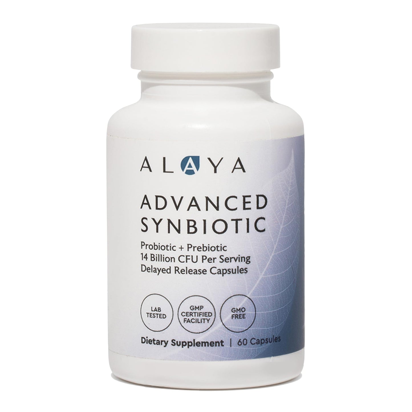 Alaya Naturals Advanced Synbiotic - Probiotic + Prebiotic - 14 Billion CFU Delayed Release Probiotic Supplement with Prebiotics from Sunfiber®, and L-glutamine for Gut Lining Integrity - 60 Capsules - PrimeBioHealth - canada supplements