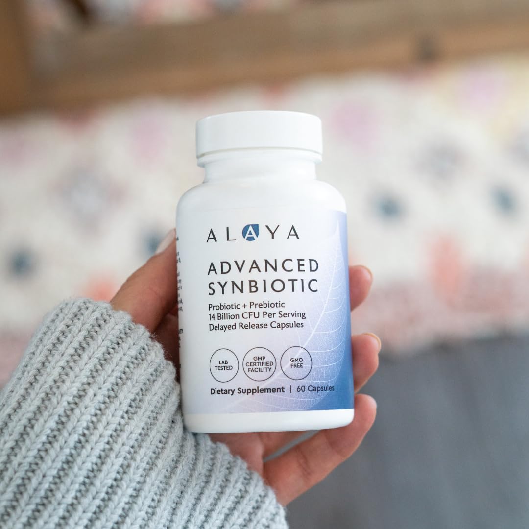 Alaya Naturals Advanced Synbiotic - Probiotic + Prebiotic - 14 Billion CFU Delayed Release Probiotic Supplement with Prebiotics from Sunfiber®, and L-glutamine for Gut Lining Integrity - 60 Capsules - PrimeBioHealth - canada supplements