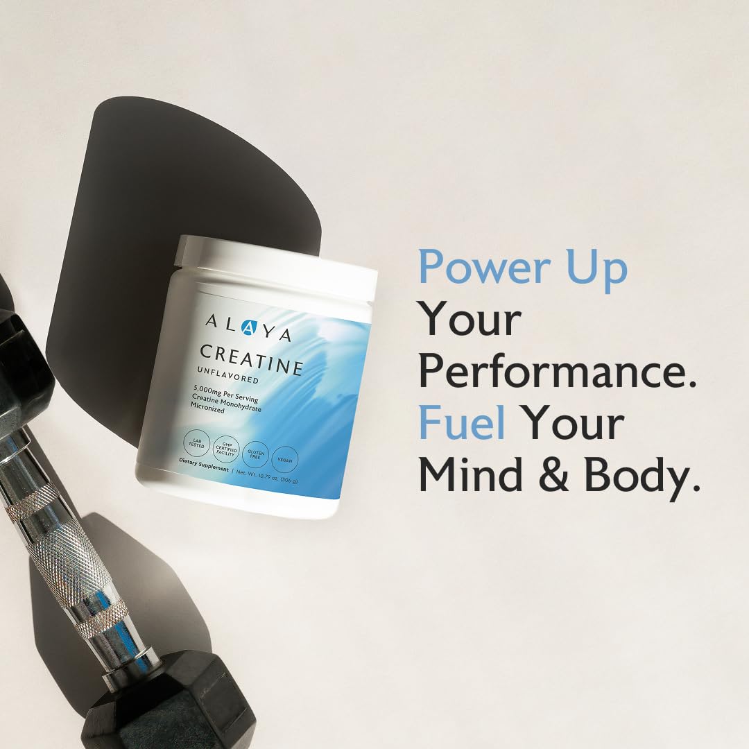 Alaya Naturals Micronized Creatine Monohydrate Powder – Pure Performance Fuel for Strength, Mental Focus, Vegan, Non-GMO, Easily Mixable & Flavorless - 5 g - PrimeBioHealth - canada supplements