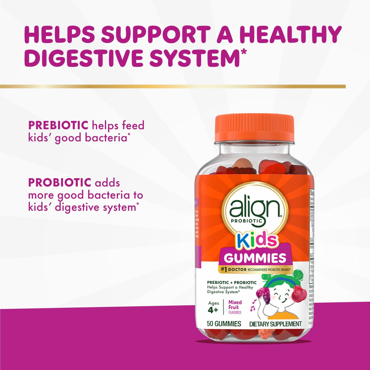 Align Probiotic, Kids Gummies, Prebiotic + Probiotic helps support a healthy digestive system*, 1 Doctor Recommended Probiotic Brand - PrimeBioHealth - canada supplements