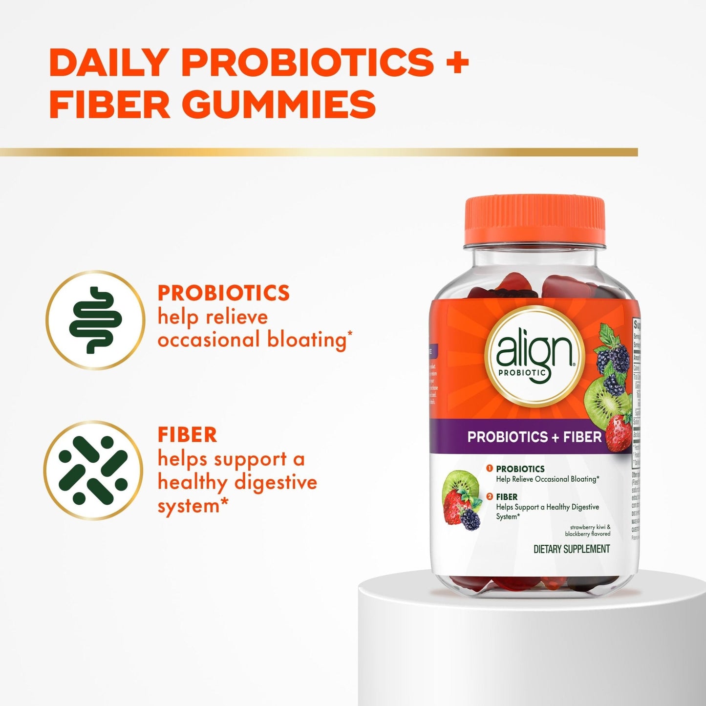 Align Probiotic, Probiotics + Fiber Gummies, Probiotics Help Relieve Occasional Bloating*, Fiber Helps Support a Healthy Digestive System - PrimeBioHealth - canada supplements