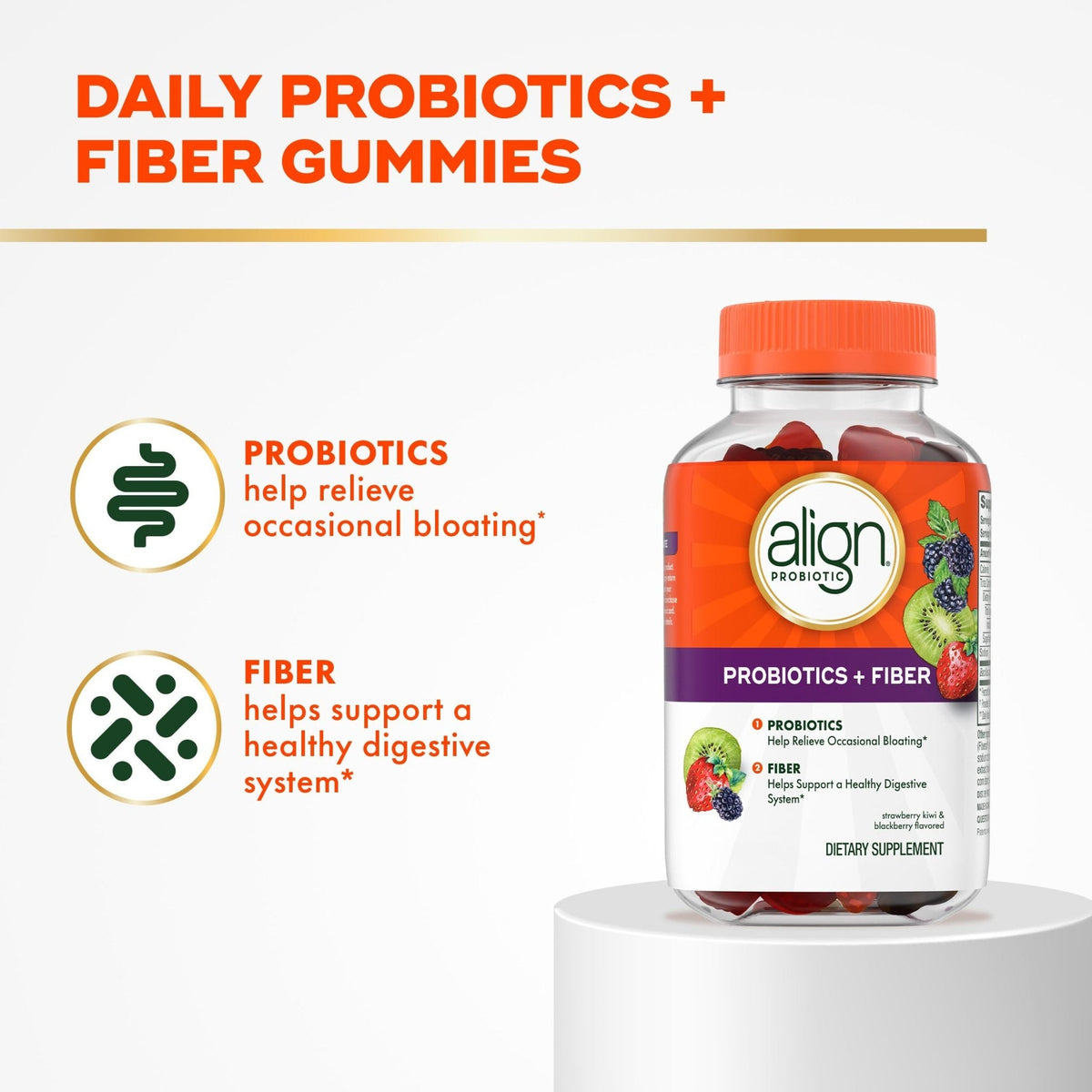 Align Probiotic, Probiotics + Fiber Gummies, Probiotics Help Relieve Occasional Bloating*, Fiber Helps Support a Healthy Digestive System - PrimeBioHealth - canada supplements