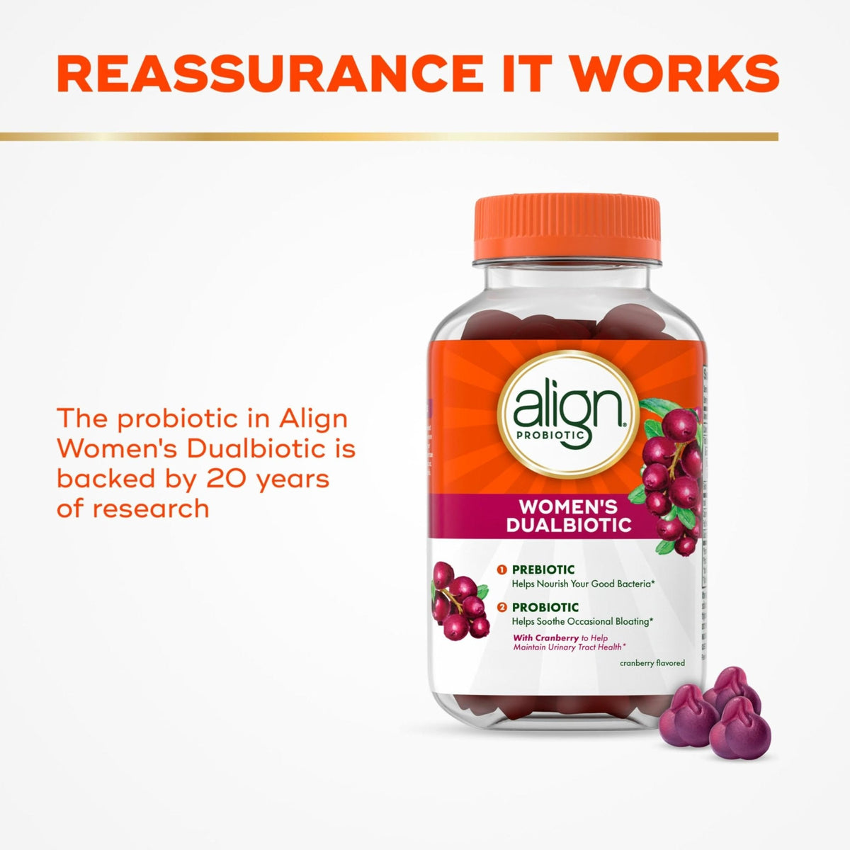 Align Probiotic, Women's Dualbiotic, Womens Probiotic Gummies, Prebiotics and Probiotics for Women, with Cranberry for Urinary Tract Health - PrimeBioHealth - canada supplements